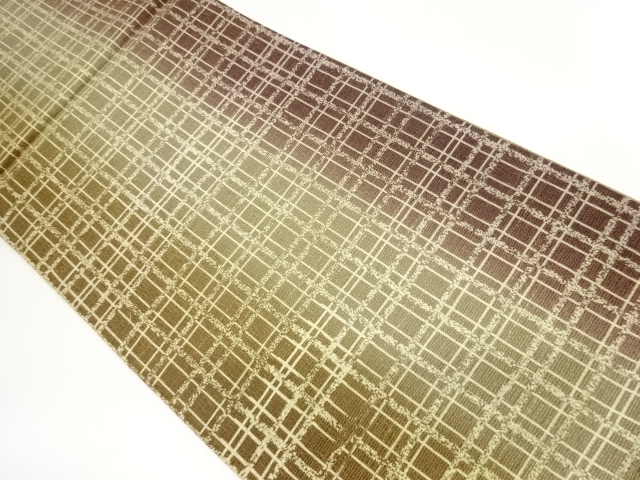 格子模様織出し袋帯